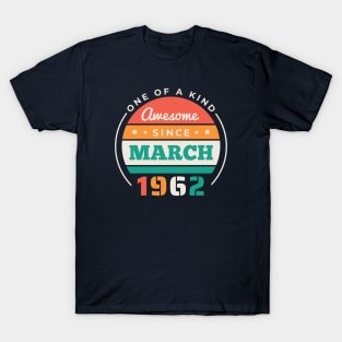 Retro Awesome Since March 1962 Birthday Vintage Bday 1962 T-Shirt